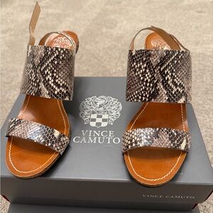 Vince Camuto Brown Snake Print Heels